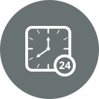 Clock with 24 hours badge