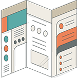 Icon illustration of a infographic card brochure