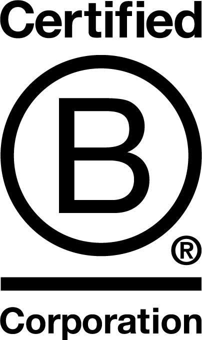 Black and white logo featuring a large capital "B" inside a circle. Above, the word "Certified" is written, and below, the word "Corporation" and a horizontal line appear. A registered trademark symbol is to the lower right of the circle.