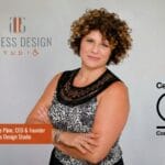 Denise Páne, CEO of Access Design Studio, with company logo and Certified B Corp seal.